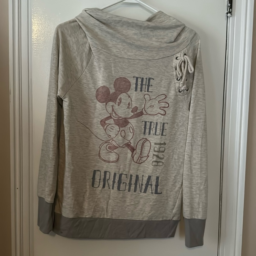 EUC Disney Parks Mikey Mouse Cowl Neck Long Sleeve Shirt Size M